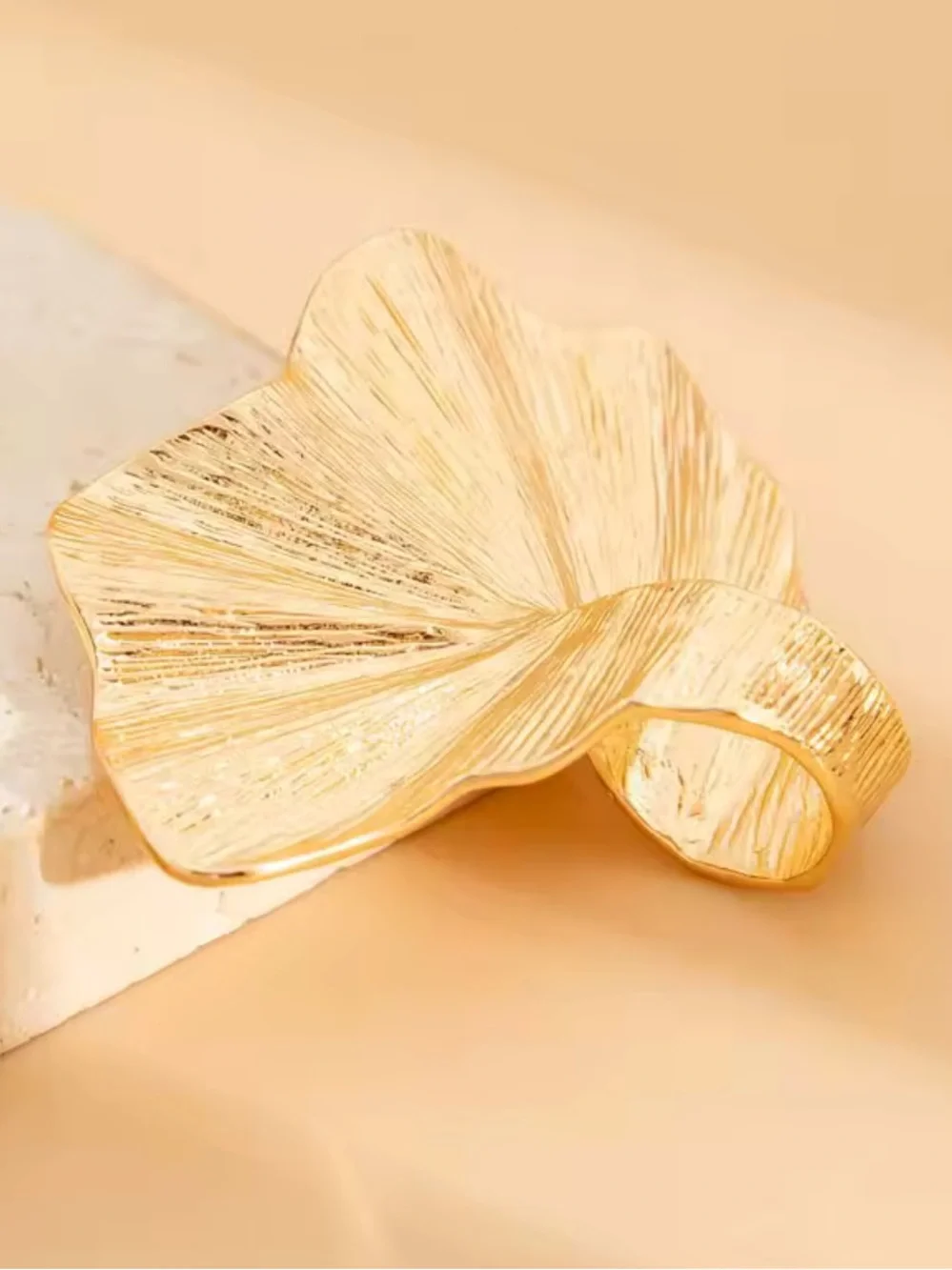 REVOLVE Sculpted Gold Leaf Statement Ring
